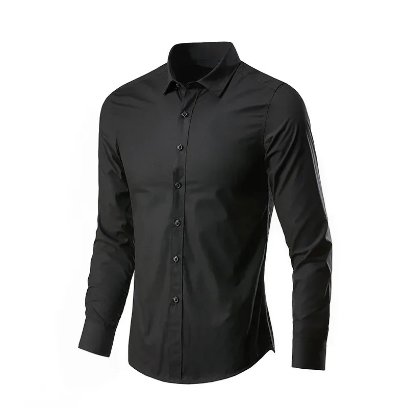 Camisa blanca de manga larga para hombre, ropa de trabajo profesional sin hierro, traje informal con botones, Tops de talla grande S-5XL