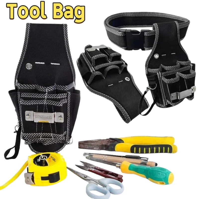 9 In 1 Nylon Fabric Tool Waist Pack Belt Kit Holder Multifunctional Tool Bag Pocket Pouch Bag Electrician Waist Pocket Case