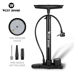 WEST BIKING Bicycle Pump 160PSI Pressure Air Pump With Gauge Schrader/Presta/Dunlop Valve Inflator Househood Bike Ball Pump Tool