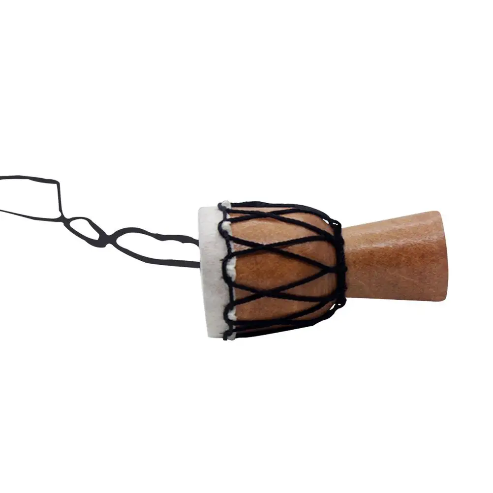 

African Drum Necklace Mini Handmade Wood Drums Musical Instrument Small Drummer Gifts Kids Home Decor Bamboo Traditional