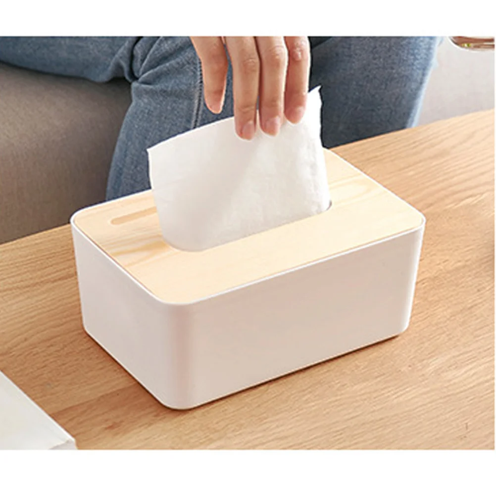 

Wooden Cover Phone Holder Tissue Box Large White Multifunctional Pp Material Napkins Organizer For Living Room Bedroom Car