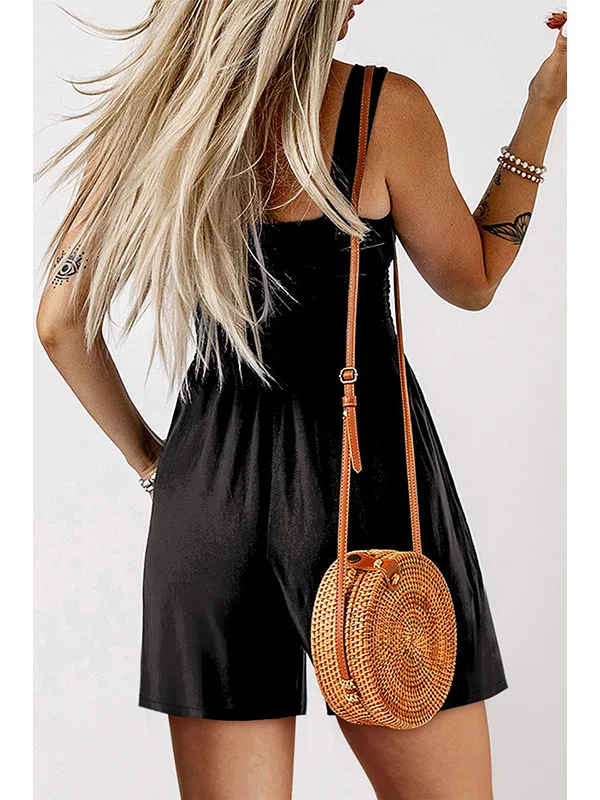 

Svel Vest Straight Leg Jumpsuit High Waist ort Pants Street Sle Summer Faion Women's One-Piece Suit Polyester Fiber