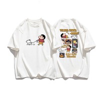 New Japanese Anime Crayon Shin-chan Pattern Printed Cotton T-shirt Cute Fashion Style Couple Short-sleeved T-shirt Tops