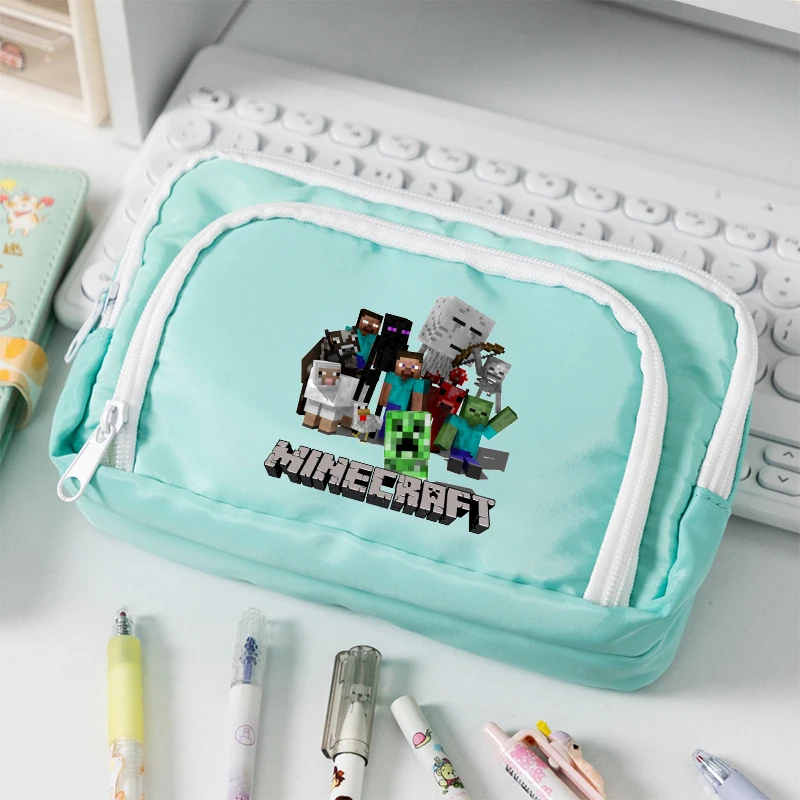 

Пеналы Minecrafted с мультяшным дизайном, вместительные сумки для ручек, многослойные пеналы для мальчиков и девочек, школьные канцелярские принадлежности, подарок