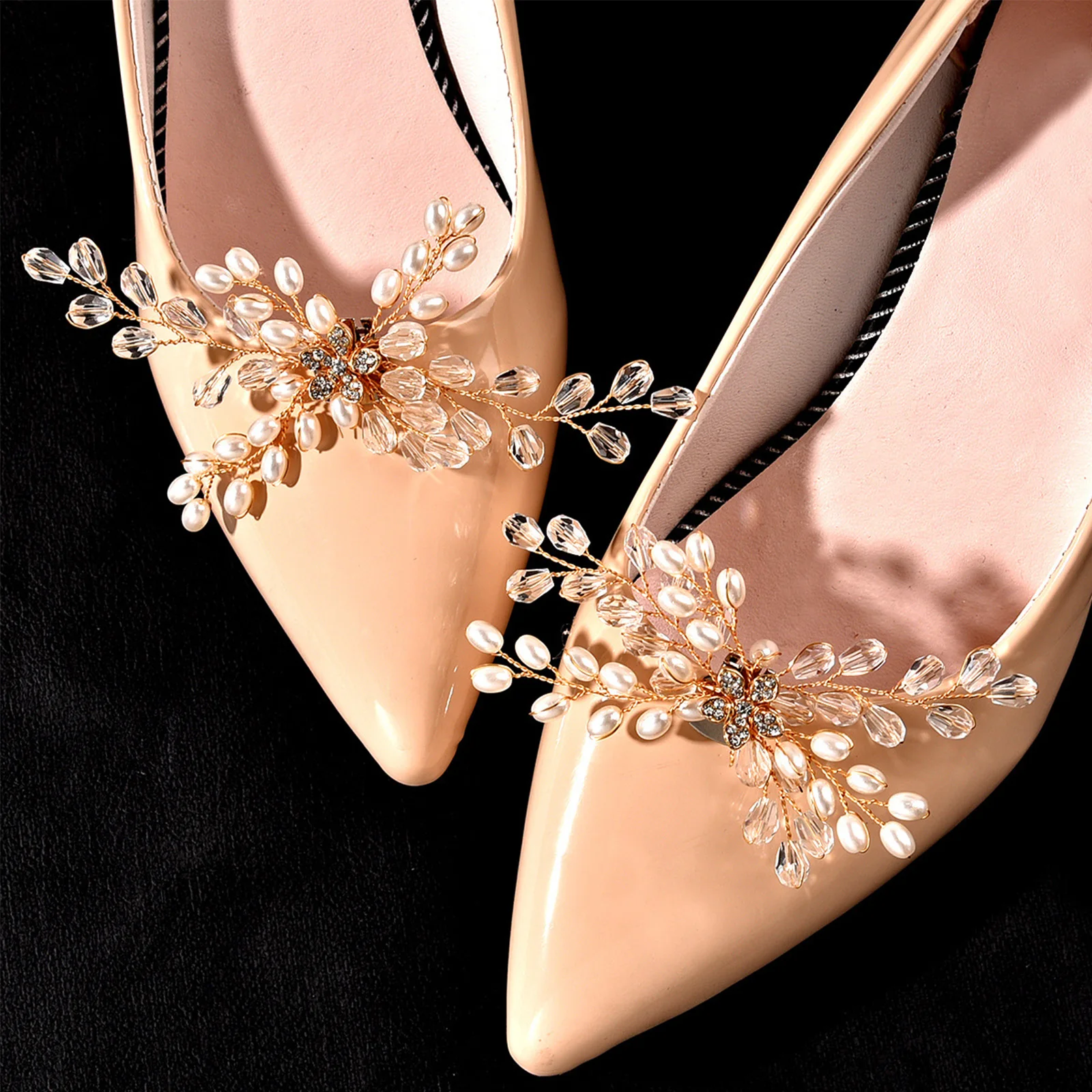 

2 Pcs Decorations Crystal Pearls Rhinestone Shoe Clips Buckles Suitable Shoes Hats H Rhinestone Shoe Storage