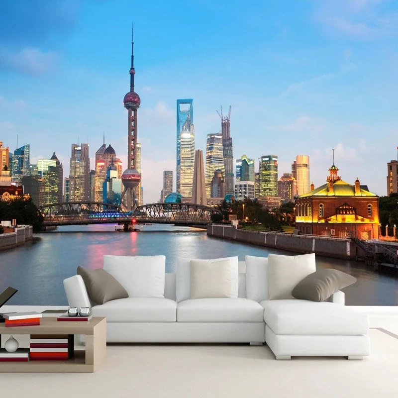 

Modern City Building View Custom 3D Photo Mural Non-woven Embossed Wallpaper Bedroom Living Room TV Backdrop Wall Decor Painting