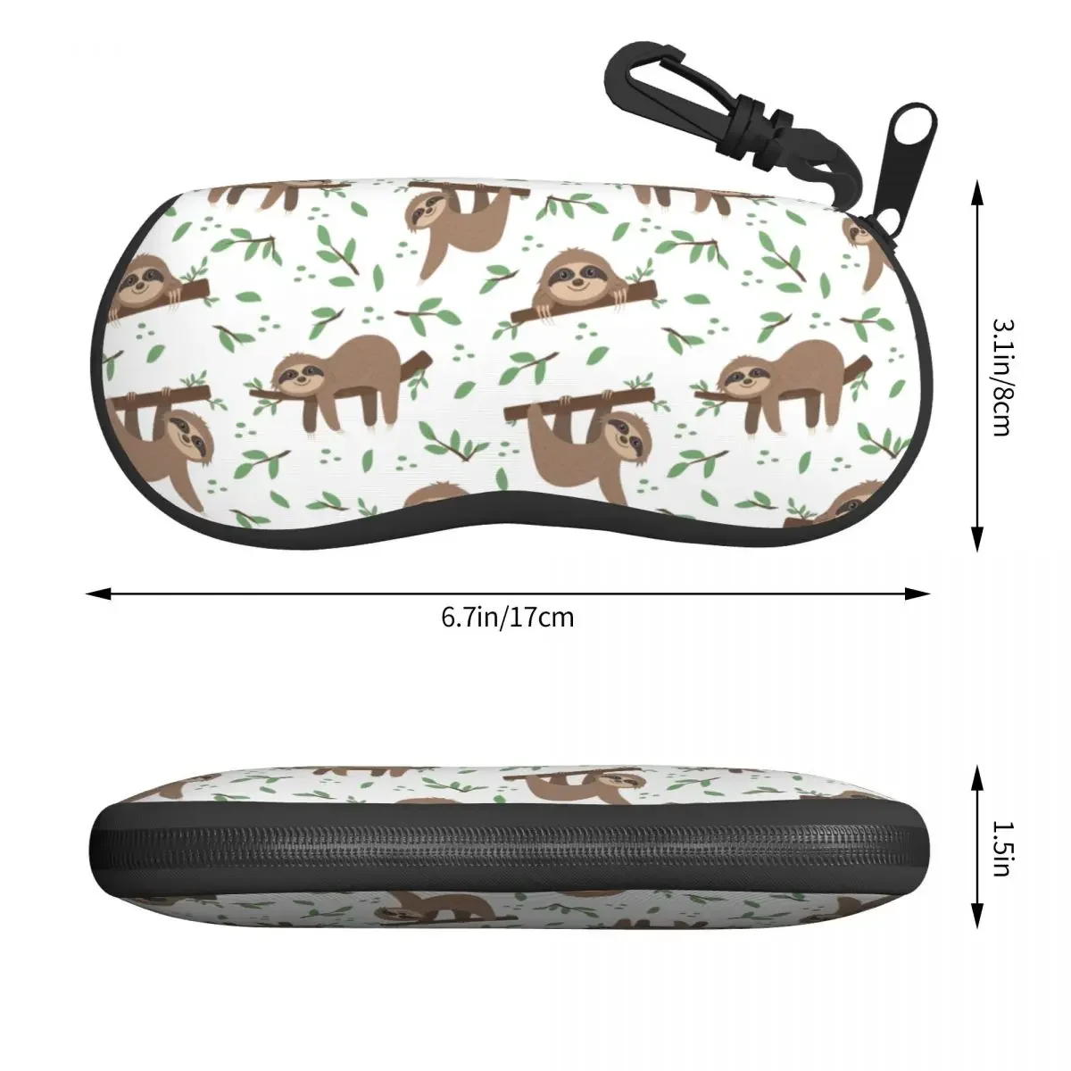 Cute Sloth Pattern Sunglasses Soft Case Neoprene Zipper Kawaii Lazy Animal Shell Eyeglass Case Custom Protective Box For Glasses