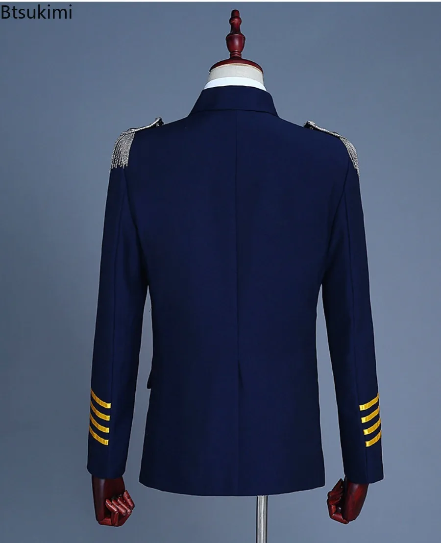 Airline Captain Uniform for Men Party Career Day Dress Up Pilot Cosplay Costume Officer Work Clothes Two Piece Sets Jacket Pants