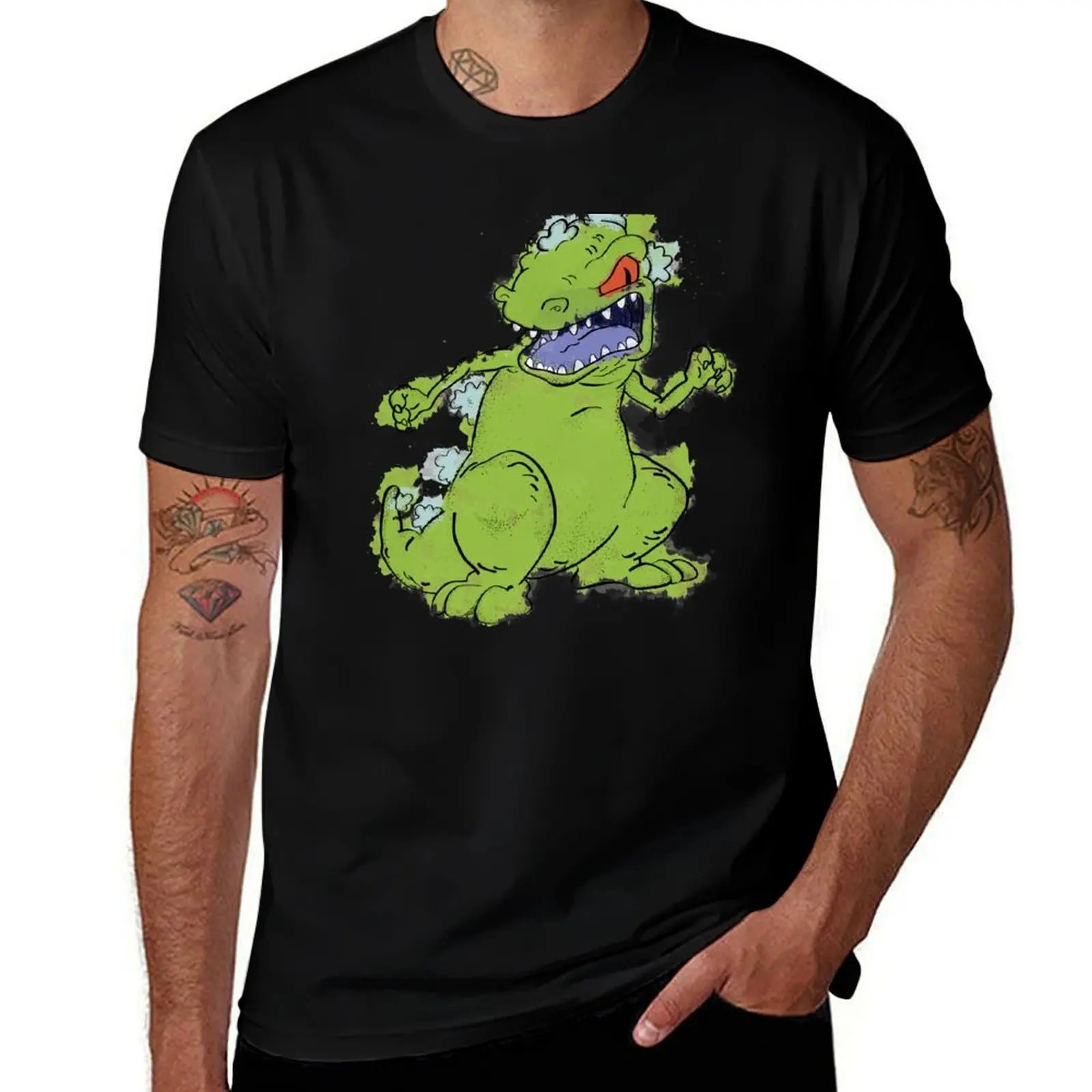 

Reptar Color T-Shirt Basic Solid Color Short Sleeve Cotton Top