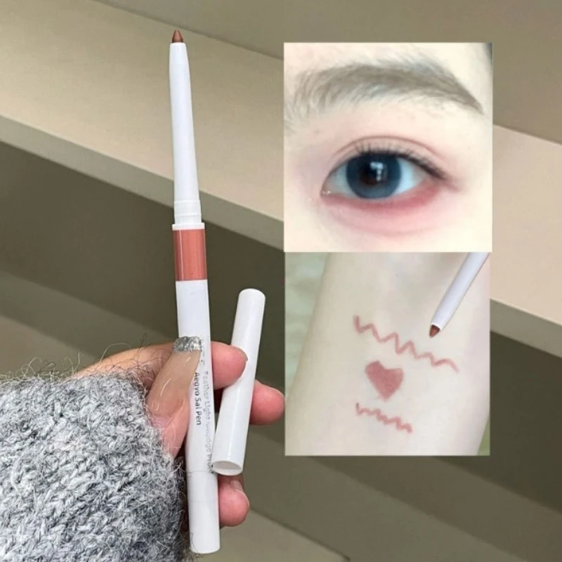 Double-ended Ultra-fine Gel Eyeliner Pencil Pink Brown Under Eye Liner Pen Waterproof Matte Aegyosal Lying Silkworm Eyes Makeup