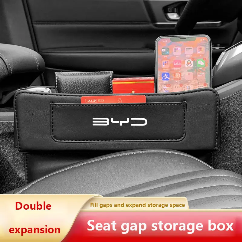 Leather Car Seat Crevice Storage Box Slit Gap Filler For BYD Song Qin Han EV Tang DM 2018 PLUS Song Pro MAX Yuan Car Accessories