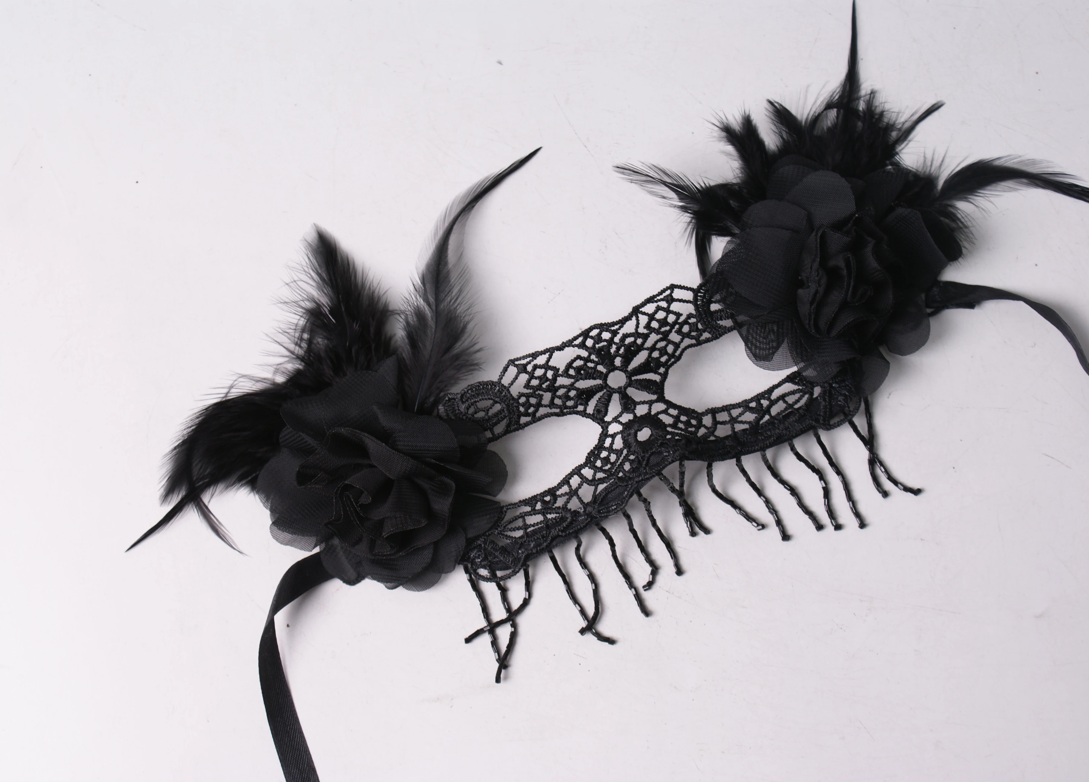 Lace fringed feather sexy goddess mask adult live streaming party costume ball face-covering princess mask