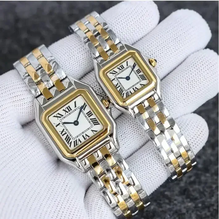 Luxury New Womens Lady Girl Watch Gold Silver Steel Female Ladies Quartz Square Watches with Diamond Sapphire Glass