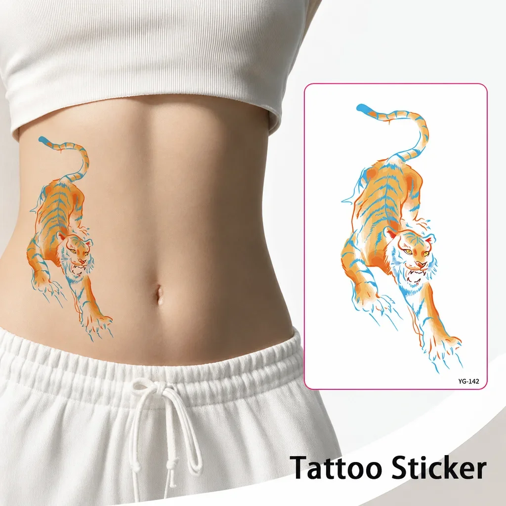Tiger UV Glow Temporary Tattoo, Disposable Tattoo Sticker, Body Art