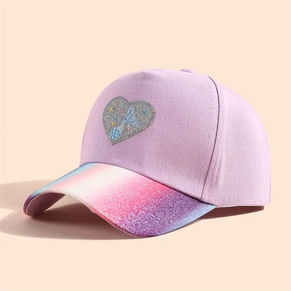 Discoloration Child Visor Hats Trend Sunshade Love Heart Embroidery Snapback Hat Versatile Baby Sun Hat Kids Children