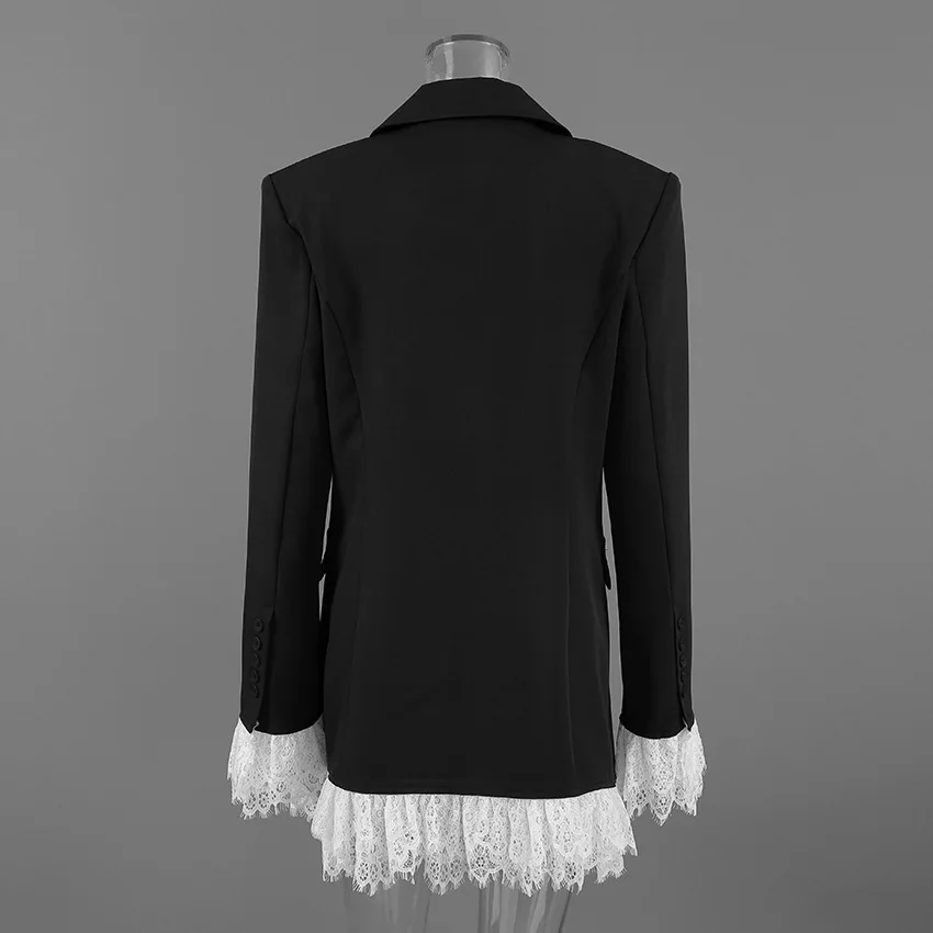Anzüge Strickjacke Gespleißt Frauen Blazer Langarm Blazer Drehen Unten Kragen Offenen Stich Oberbekleidung Gürtel Patchwork High Street