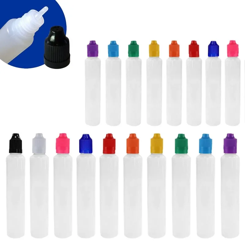 50Pcs 30ml 60ml Plastic Thin Tips Plugs Dropper Bottles Empty LDPE Pen Shaped Squeezable Drop Bottle Vape Eye Liquid Containers