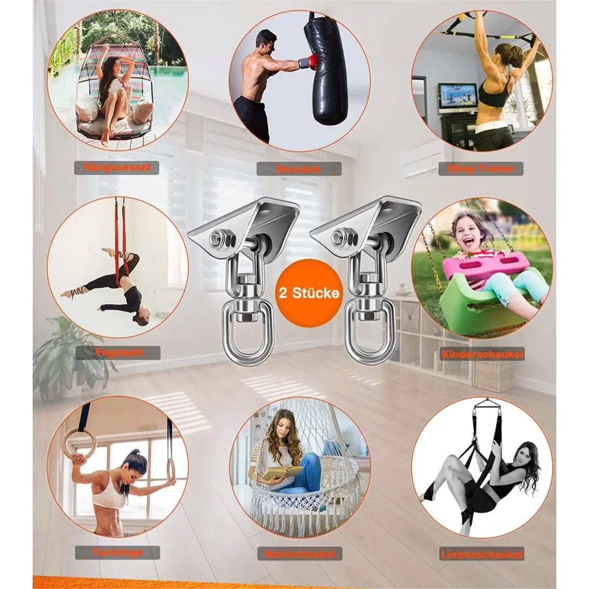Time Saving Stainless steel ceiling hooks | Suitable for concrete walls For swings, hammocks and more
