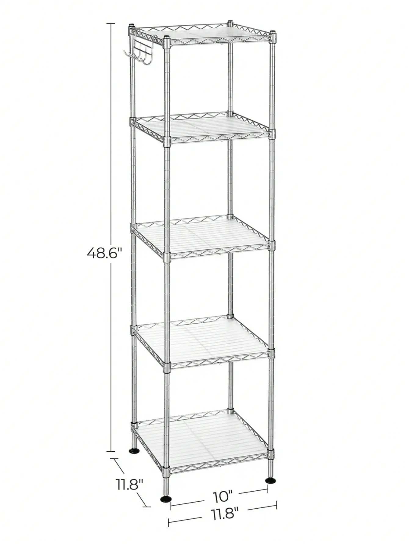 SONGMICS Bathroom Shelf, Storage Rack For Small Space, Total Load Capacity 220 Lb, 11.8 X 11.8 X 48.6 Inches, With 5 PP Sheet