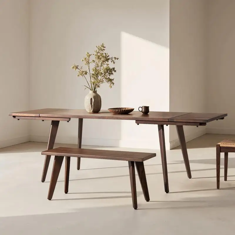 

Solid Red Oak Wood Bench, Dark Brown Finish, 41.5" Long, Durable Seating