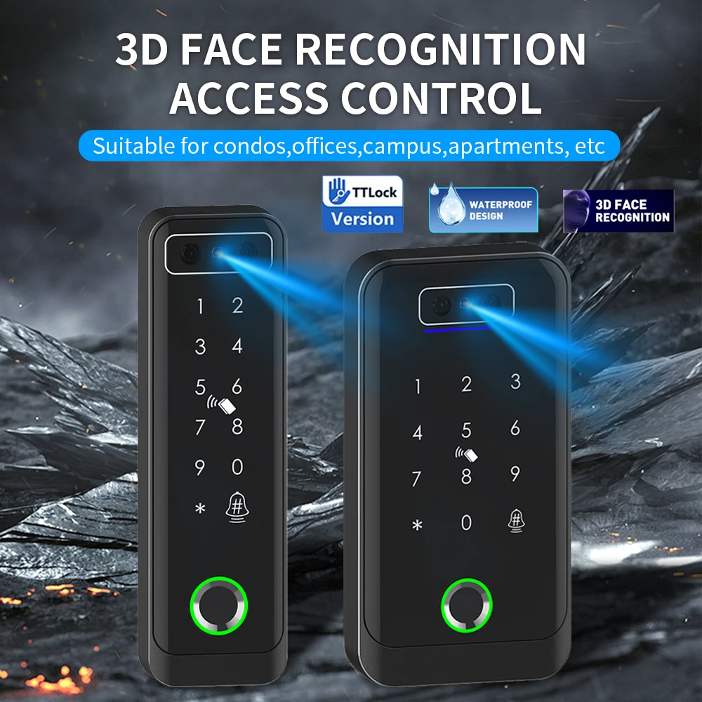 TTLOCK Bluetooth IP66 Waterproof 3D Face Recognition Smart Fingerprint Access Control System For TT Hotel Apartment TTRenting