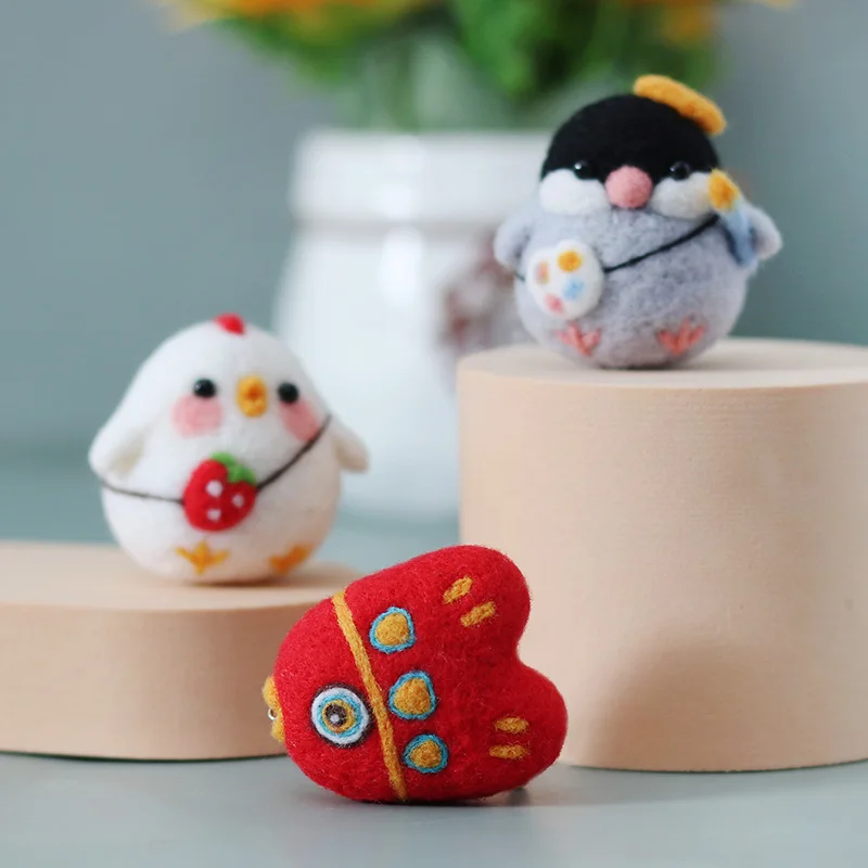 No Finsh Cute Chick Wool Needle Felt Craft Handwork DIY Kit For Student Class Relax Pressure Needle Animal Kit For Beginner 2022