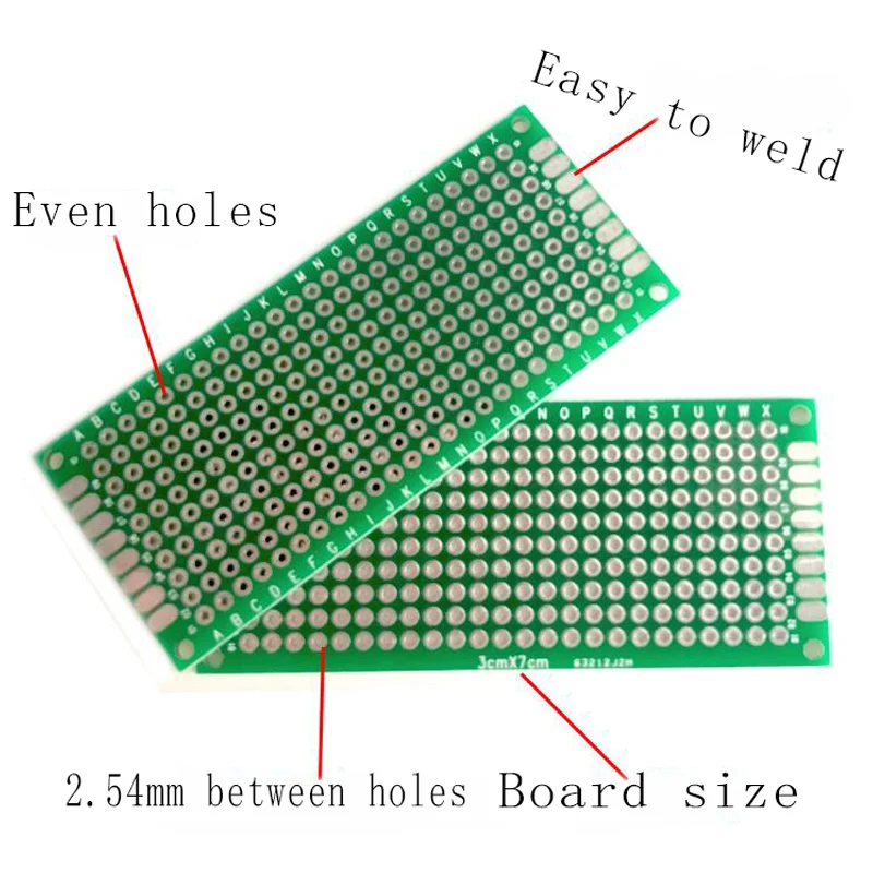 Circuit imprimé universel Double face, 10 pièces, diy, PCB, 3x7cm, vert
