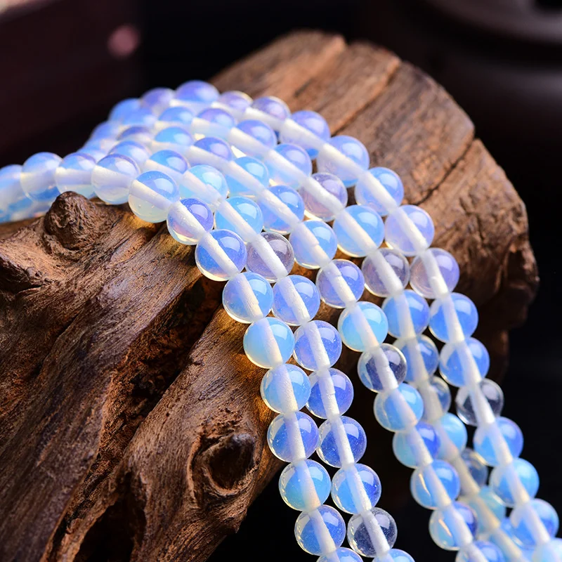 سحر الحجر الطبيعي الخرز العقيق الأبيض جولة فاصل فضفاض لصنع المجوهرات عقد دي اي واي سوار إكسسوارات #2