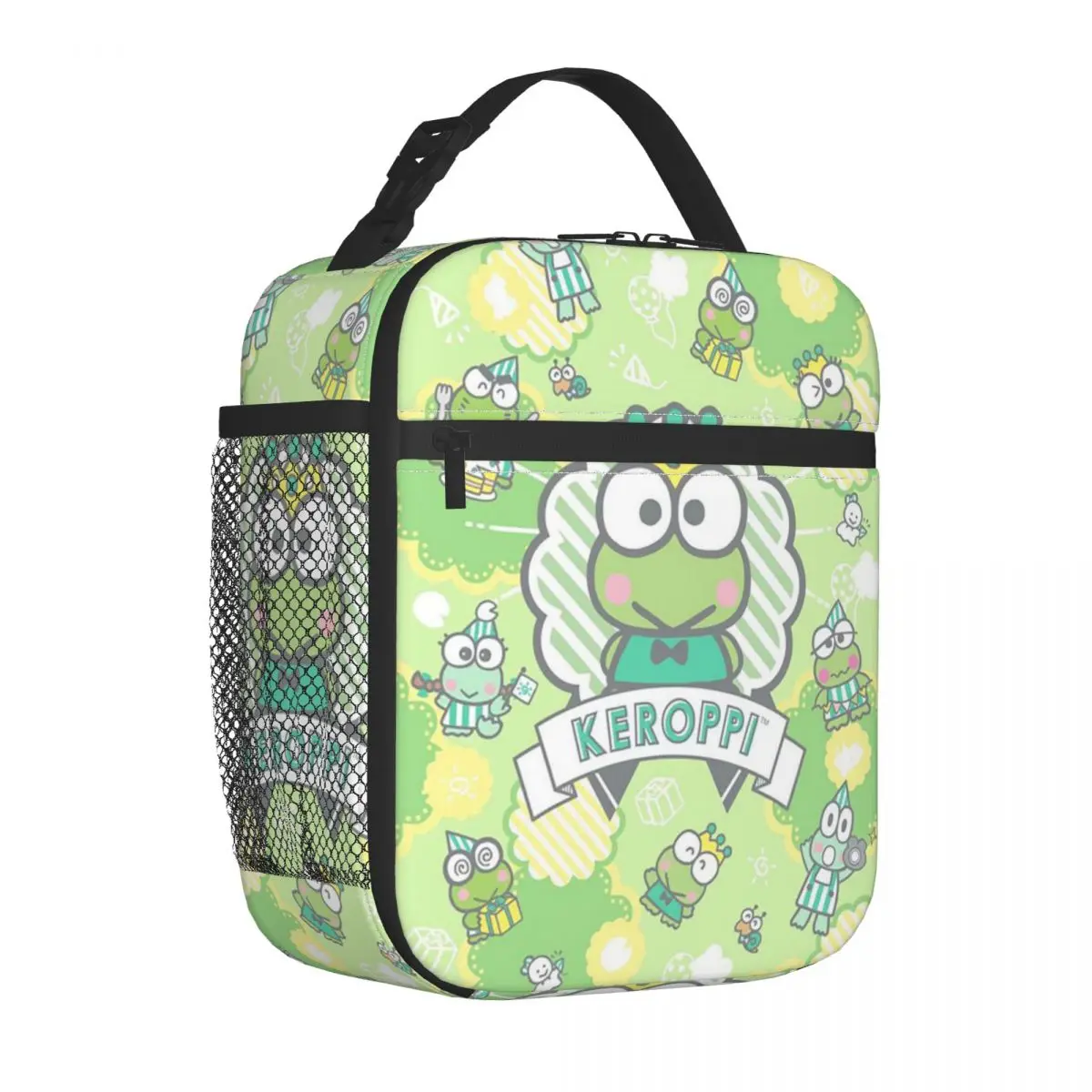 Custom Kawaii Keroppi Thermal Insulated Lunch Bags Women Resuable Lunch Box for Work School Travel Storage Food Tote Bags