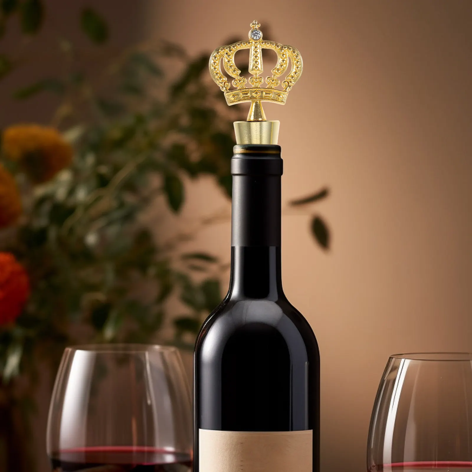 Golden Alloy Stopper Decorative Bottle Plug for Birthday Wedding Party Gatherings Wine Sealer Stopper view 3