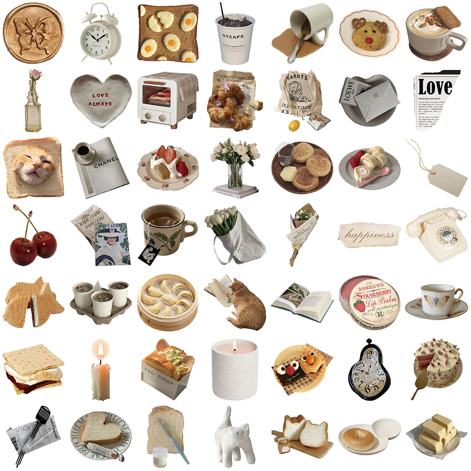 50pcs Breakfast originality Sticker suitable for Notebook computer Luggage  Refrigerator skateboards phone cases sticker