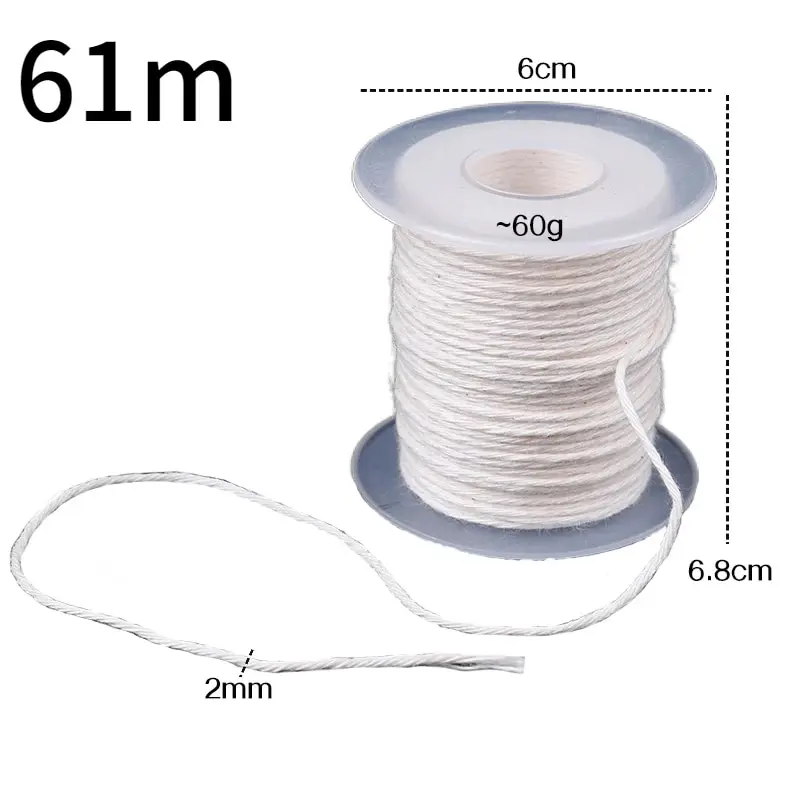 24 Strands 61 M Woven Cotton Wick Material Wholesale Handmade Candle Making Accessories Home Smokeless Candle Production