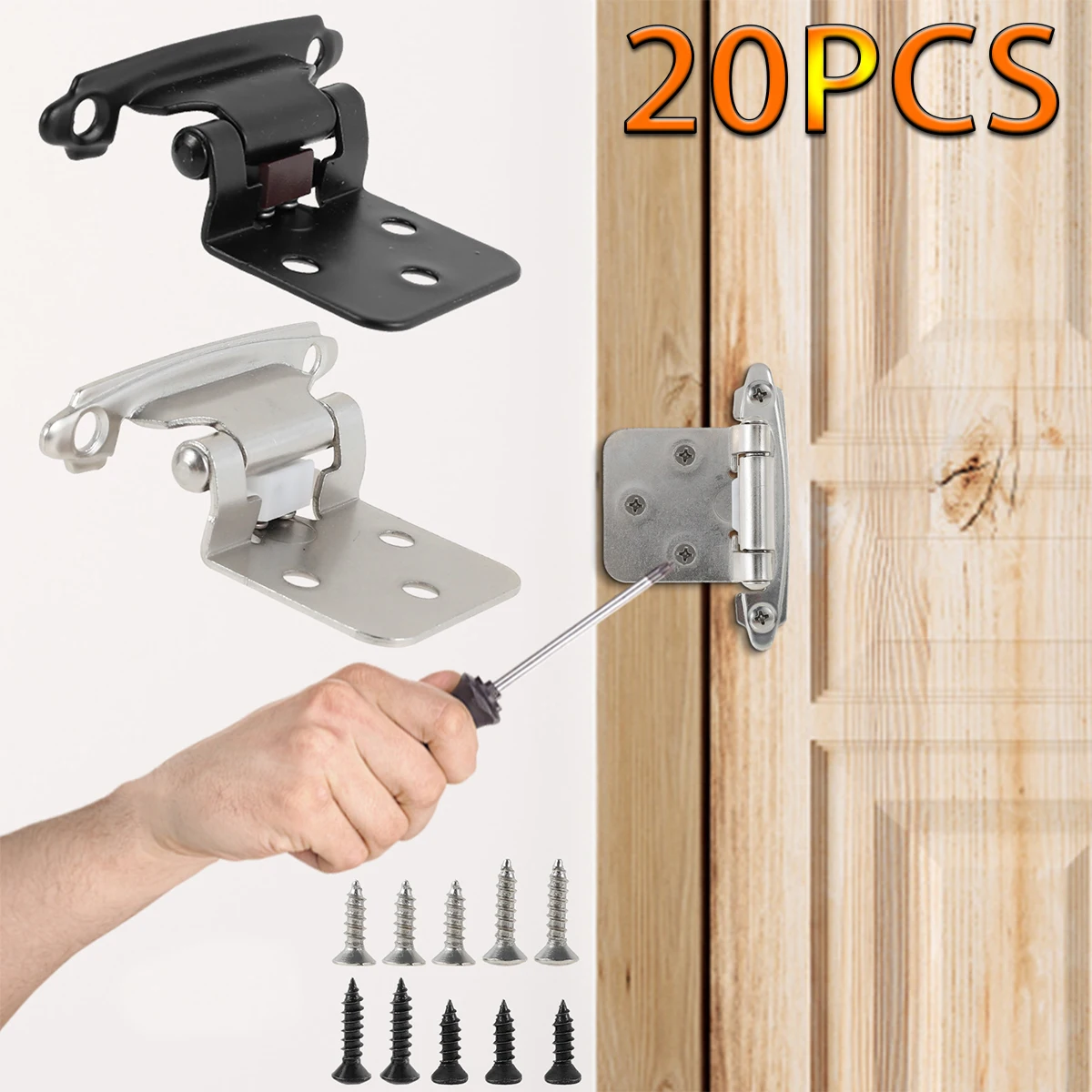 20Pcs Self Closing Door Hinge Cold Rolled Steel Self Closing Cabinet Hinge Overlay Flush Heavy Duty Door Hinges Hardware