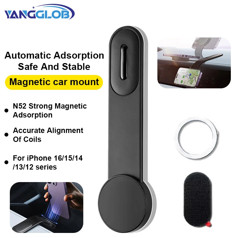 Magnetische autotelefoonhouder N52 Sterke magneet Opvouwbare navigatie Compatibele mobiele telefoonstandaard voor iPhone 16/15/14/13/12