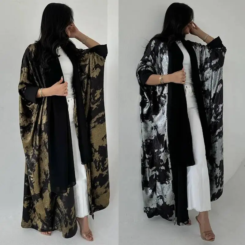 

Mq152 Muslim Women's Clothing New Loose Jacket Dubai Hot Stamping Abaya Cardigan Robe Women's Clothing Islam Elegant