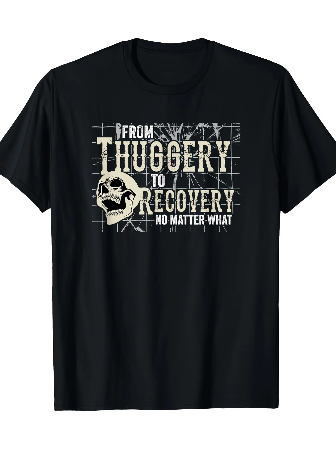 Thuggery الانتعاش الجمجمة Aa Na الرصانة الجرافيك طباعة الصيف الخريف الشتاء الرجال والنساء قصيرة الأكمام تي شيرت عادية فضفاض