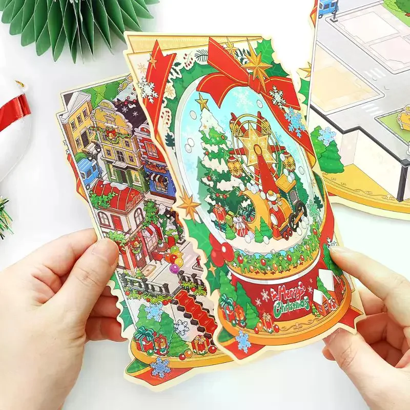 1/4Pcs Weihnachten Miniatur Diorama Landschaft Aufkleber Nette Cartoon Tasche DIY Szene Dekoration Ästhetische Schreibwaren Aufkleber