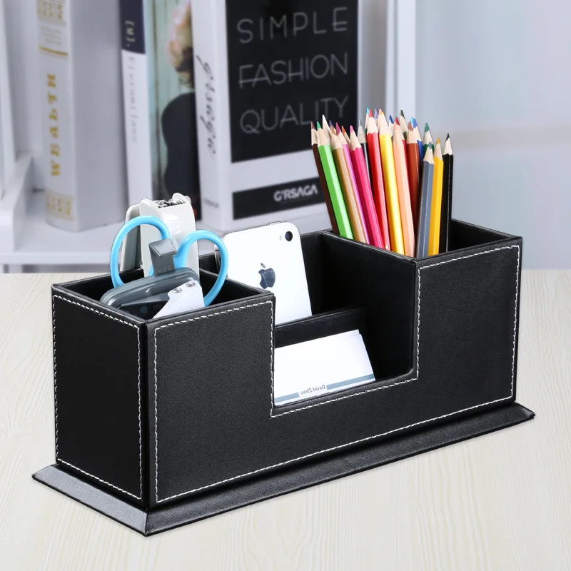 Large Capacity Double Pen Holder Desktop Storage Student Creative Multi-functional Office Storage Box Personalized Simple