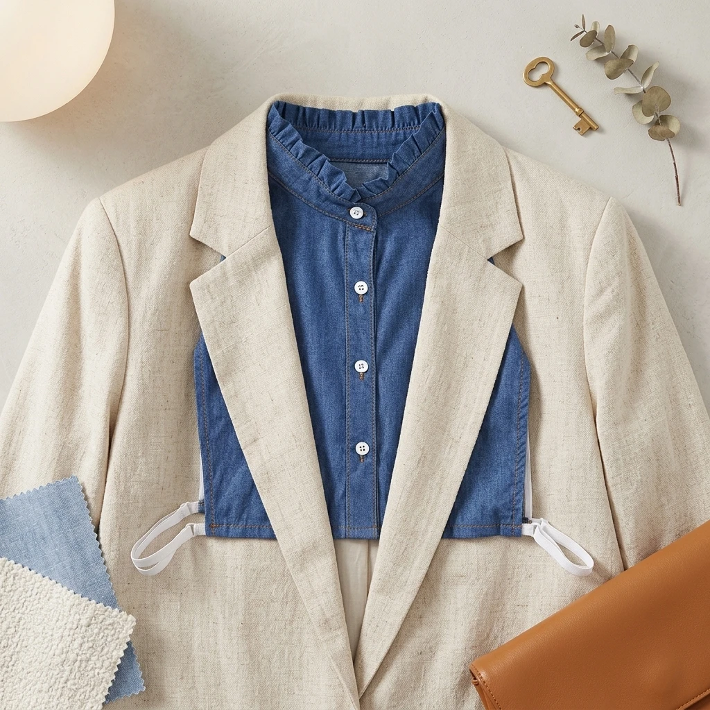

Women Denim Ruffle Collar Fashion Accessory for Spring Autumn