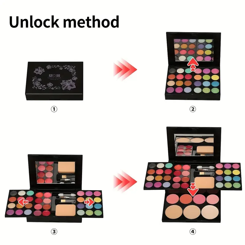 39-kolorowe pudełko na kosmetyki Zestaw cień do powiek Zestaw pudru do różu Combo Początkująca paleta do makijażu Nude Makeup Performance Makeup Box Set