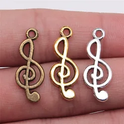 WYSIWYG 20pcs 26x10mm 3 Colors Musical Note Charms Pendant For Jewelry Making Jewelry Accessories