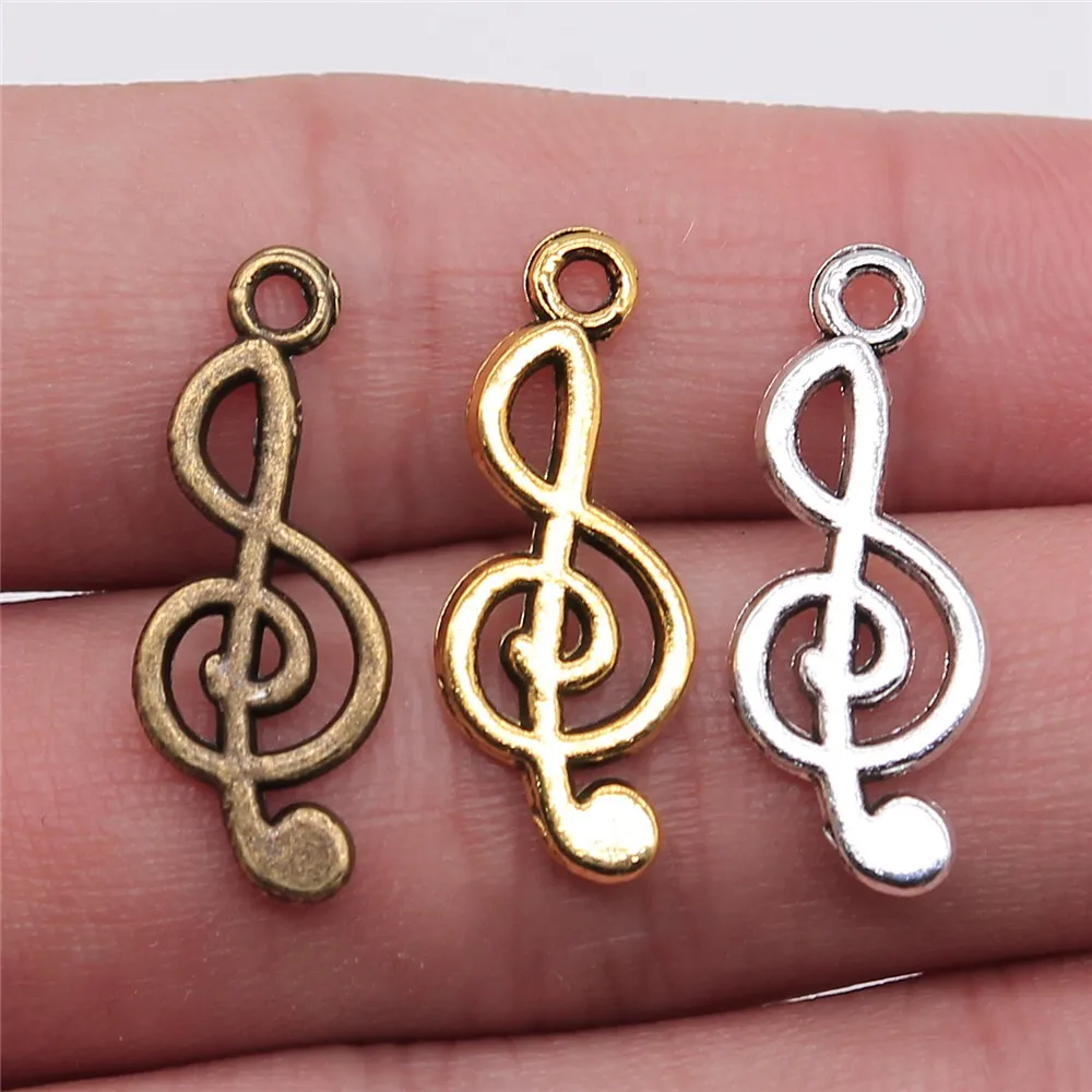 WYSIWYG 20pcs 26x10mm 3 Colors Musical Note Charms Pendant For Jewelry Making Jewelry Accessories