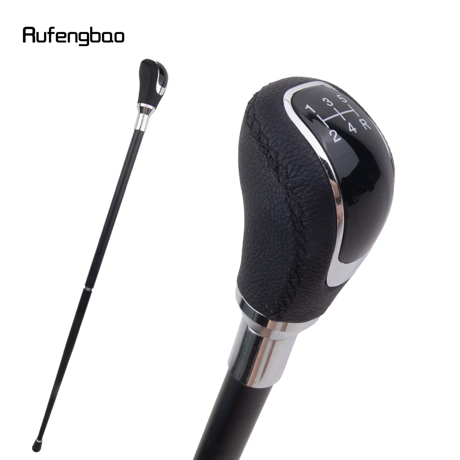 

Black Leather Silver Walking Cane Fashion Steampunk Everyday Gentleman Elegant Cosplay Cane Crosier 92cm Performance Stage Cane