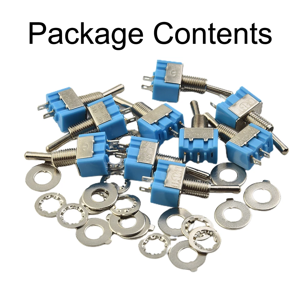 10pcs MTS-101 2 Pin SPST ON-OFF 2 Position 6A 250V AC Mini Toggle