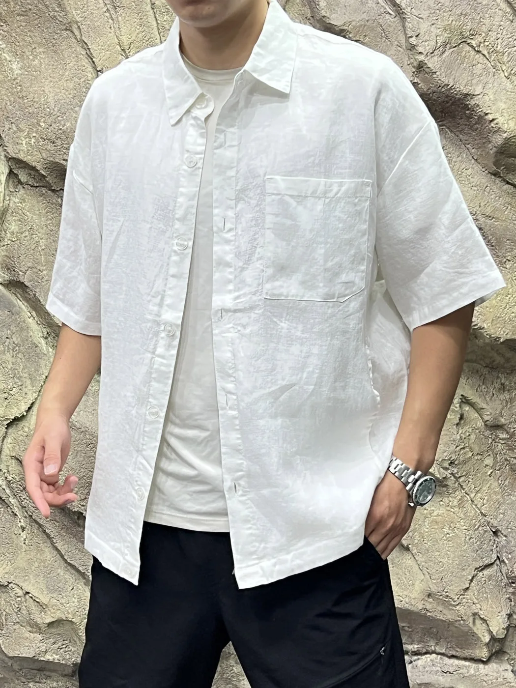 

Linen Shirt Lightweight Breathable Loose Fit Short Sleeve Men's Color Button up Casual Style Summer Fashion