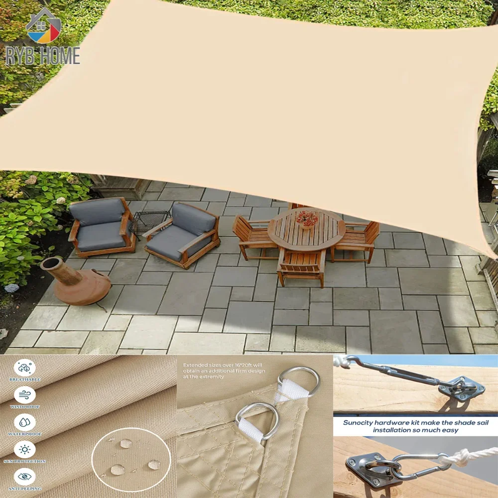 방수 회색 사각형 직사각형 그늘 돛 야외 정원 수영장 차양 95%, UV 차단, 두꺼운 햇빛 가리개, 600D Best5 방수 회색 사각형 직사각형 그늘 돛 야외 정원 수영장 차양 95%, UV 차단, 두꺼운 햇빛 가리개, 600D Best5