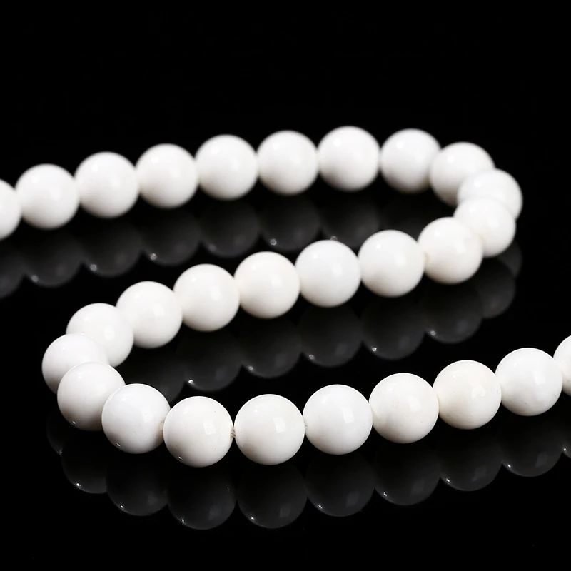 5A putih alami kualitas Tridacna Shell Bead bulat longgar Spacer 4 6 8 10 12mm untuk membuat perhiasan Diy kalung gelang Aksesori