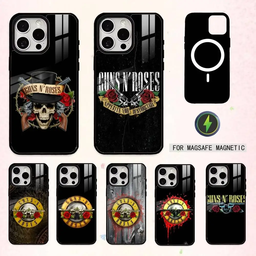 

G-Guns N R-Roses Phone Case For iPhone17,16,15,14,13,12,11 Plus,Pro Max Magnetic For Magsafe Wireless Charging