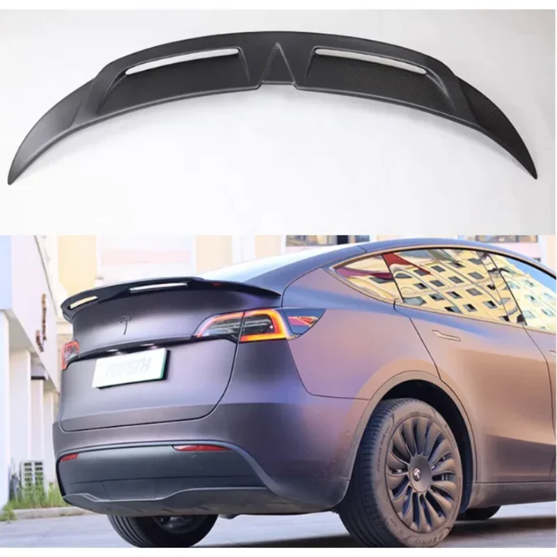 

For Tesla Model Y 2020 2021 2022 2023 Gloss Black / Forged Carbon Fiber Car Rear Wing Trunk Lip Spoiler