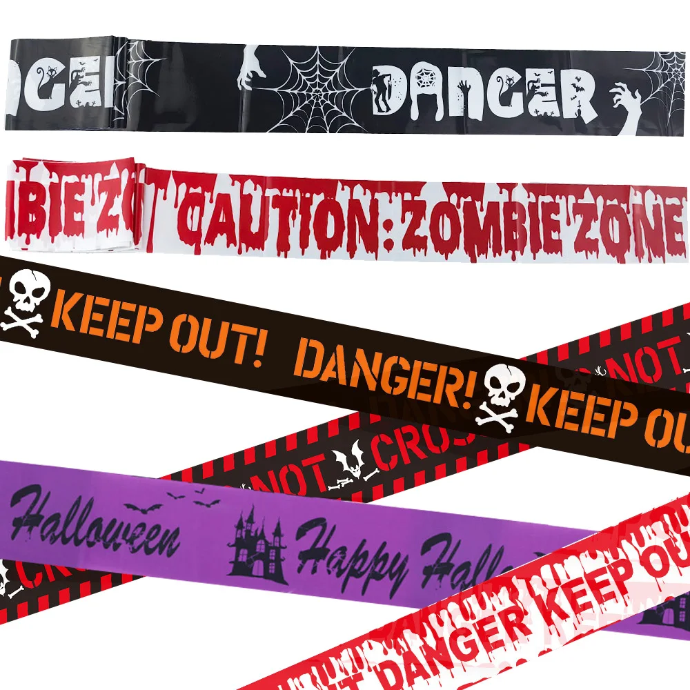 Halloween Caution Tapes Warning Safety-Tape Zombie Caution Tape Keep Out Caution Tape Halloween Party Decor Outdoor Scary Party